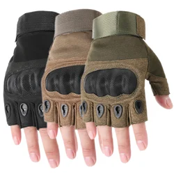 Gants de moto demi-doigt pour hommes et femmes, gants sans doigts, gants de moto à jointures dures, extérieur, cyclisme, chasse, randonnée