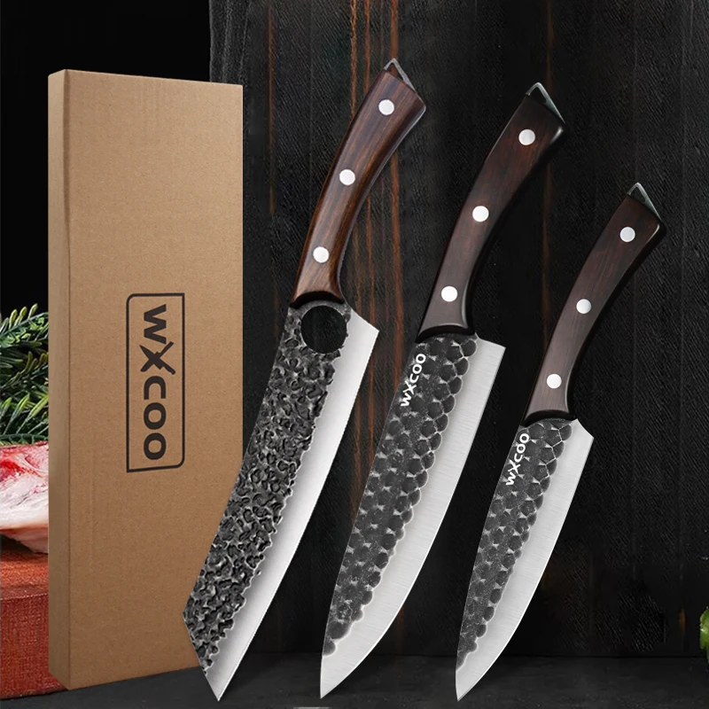 Stainless Steel Kitchen Knife Handmade Forged Butcher Knife Meat Cleaver Cutting Watermelon Fruit Chef Knife and Accessories