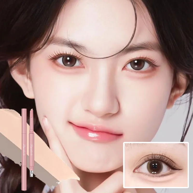 Matita per occhi a doppia estremità due in uno Nascondere naturale Penna per baco da seta per palpebre resistente ai sbavature a lunga durata