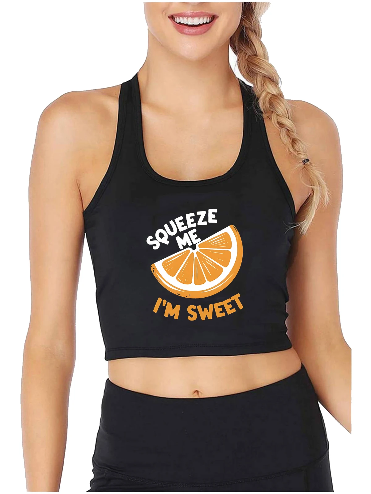 Squeeze Me Im Sweet Design Sexy Crop Top Hotwife Funny Flirting Submissive Style Tank Top Sugar Baby Naughty Camisole