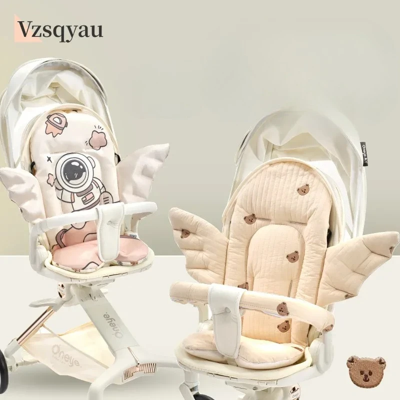 

Breathable Baby Stroller Accessories Seat Cushion Thicken Cotton Car Seat Mats Embroidery Four Seasons Universal Cart Mattress