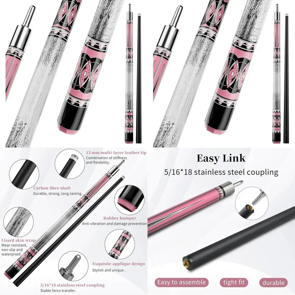 

Professional 58 Maple & Fiberglass Billiard Cue Set - 2-Piece Pool Stick