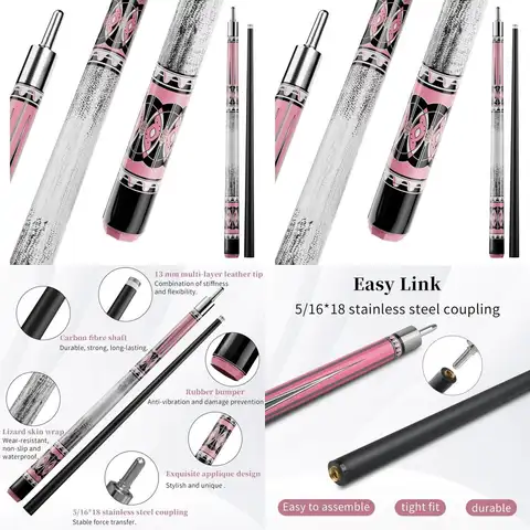 Professional 58 Maple & Fiberglass Billiard Cue Set - 2-Piece Pool Stick