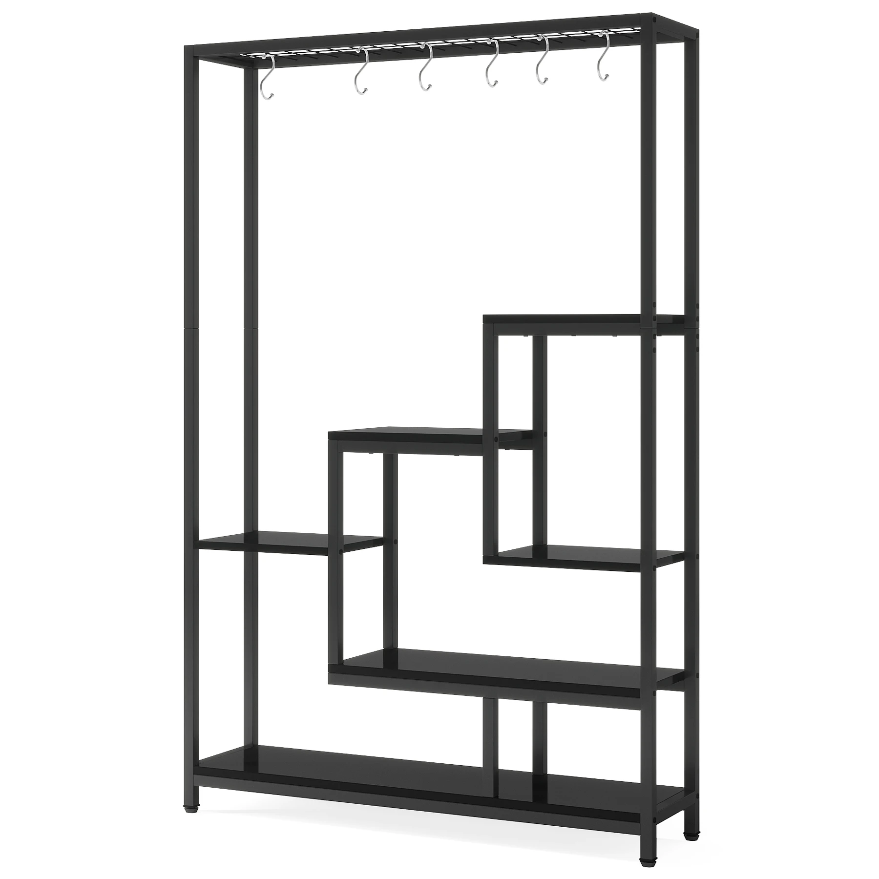 Tribesigns 5-laags hoge plantenstandaard voor binnen, 70,9 inch grote metalen plantenplank met 10 PC S ophanghaken voor tuin