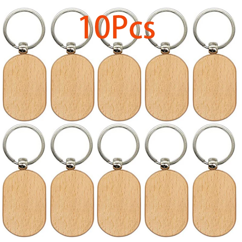 

10Pcs Blank Wooden KeyChain Rectangle Key Tag Key DIY Wood Keychains Key Wood Blanks Pet Souvenir Plate