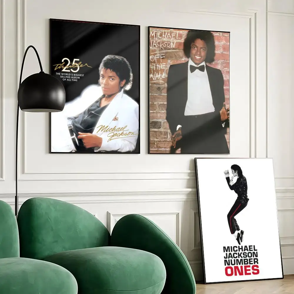 80s Singer M-Michael J-Jackson Poster Waterproof Wall Art Sticker for Home Bar Decoration, Self-Adhesive Room Wall Decor Mural