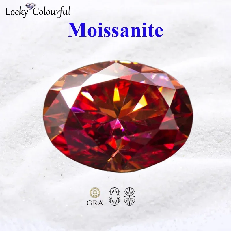 

Moissanite Watermelon Red Color VVS1 Oval Cut with GRA Certificate for Beads Charms DIY Jewelry Making Necklace Rings Materials