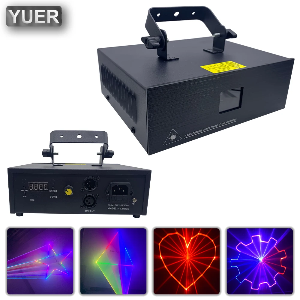 

25Kpps 2W Full Color RGB Laser Light Animated Pattern Effect Laser Projecto DMX Music Control DJ Disco Stage Party Bar Indoor