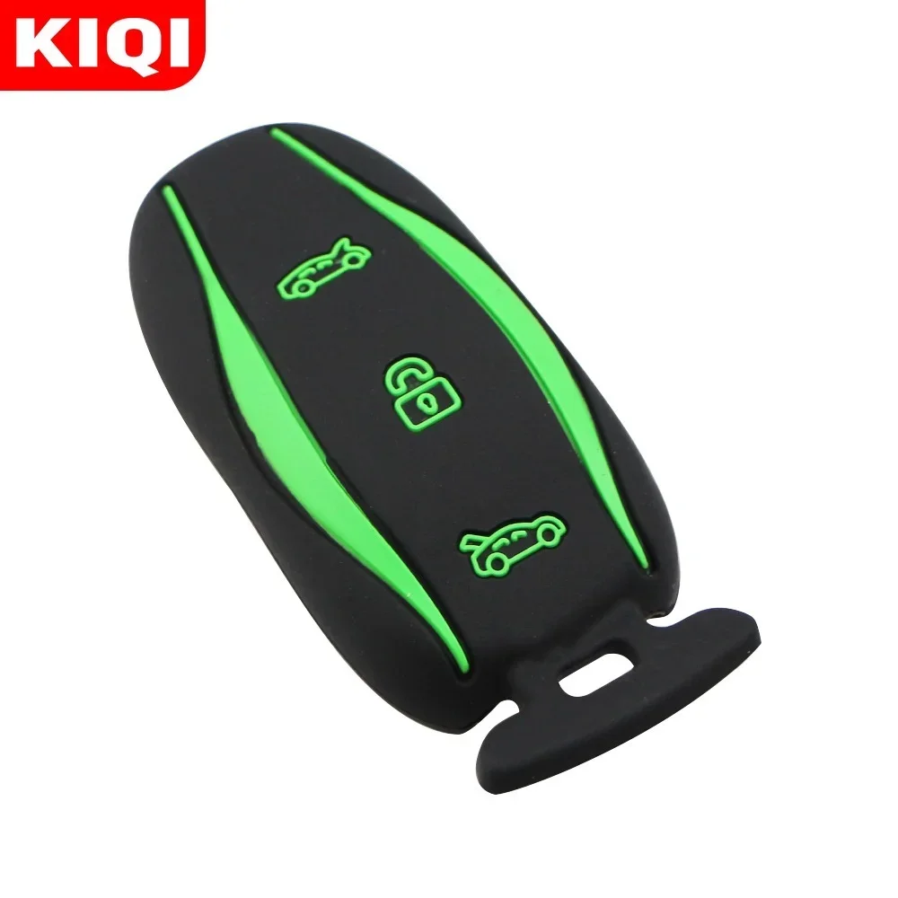 KIQI Silicone Key Cover Remote Fob Pocket for Tesla Model S 3 X Key Covers Case Holder 75D 90D P100D Keychain Car Styling