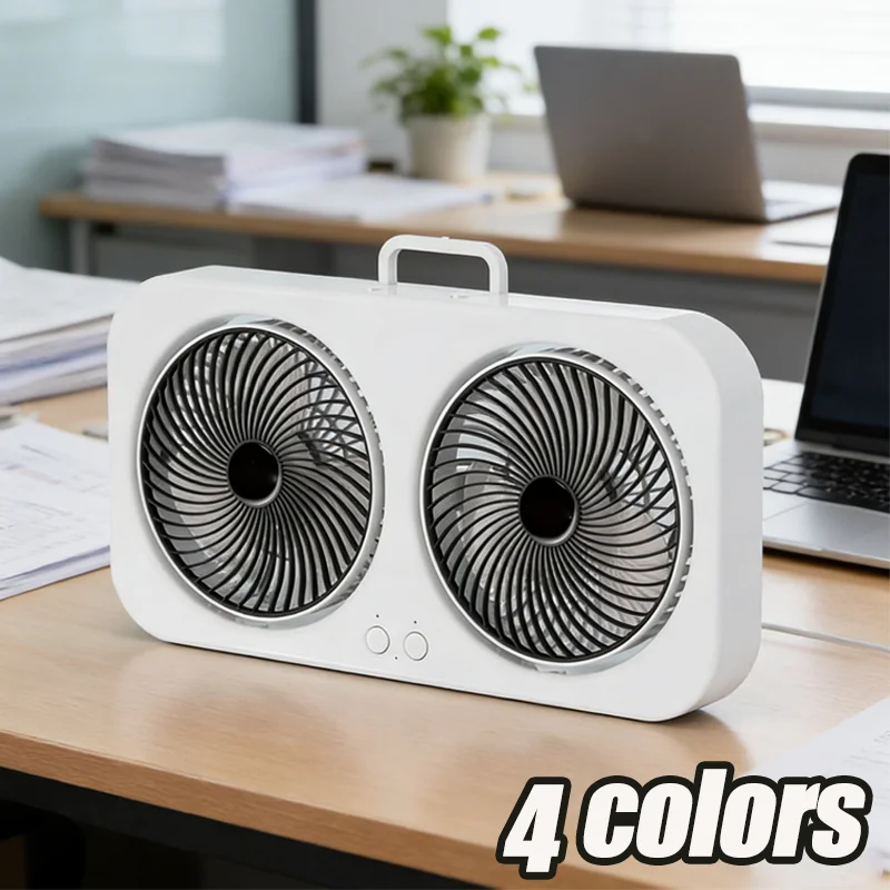 

Двухголовочный настенный/настольный портативный вентилятор с высокой мощностью обдува для дома, офиса, кемпинга и спальни