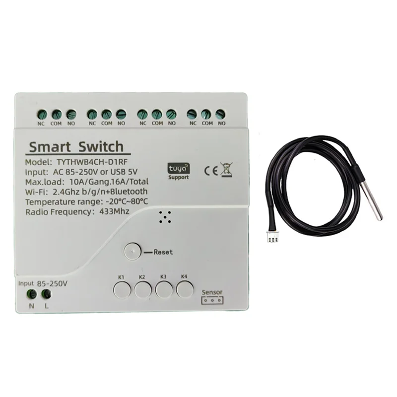 

Stable Performance-4-Channel Wifi Smart Switch With Integrated Temperature And Humidity Sensing For Alexa Alice D