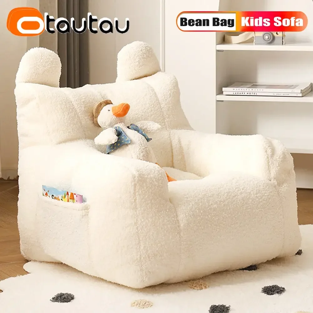 OTAUTAU dzieci mały worek fasolowy pokrywa bez wypełniacza Beanbag Sofa krzesło miękki polar fotel kanapa Pet meble dla dzieci SF014