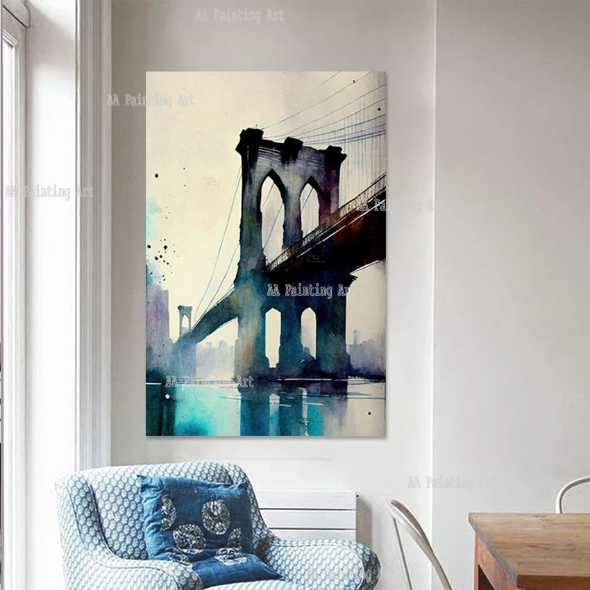 Hotel Decor Luxury London Bridge Canvas Poster Art Unframed Handmade City Building Oil Painting Wall Hangings Artwork For Home