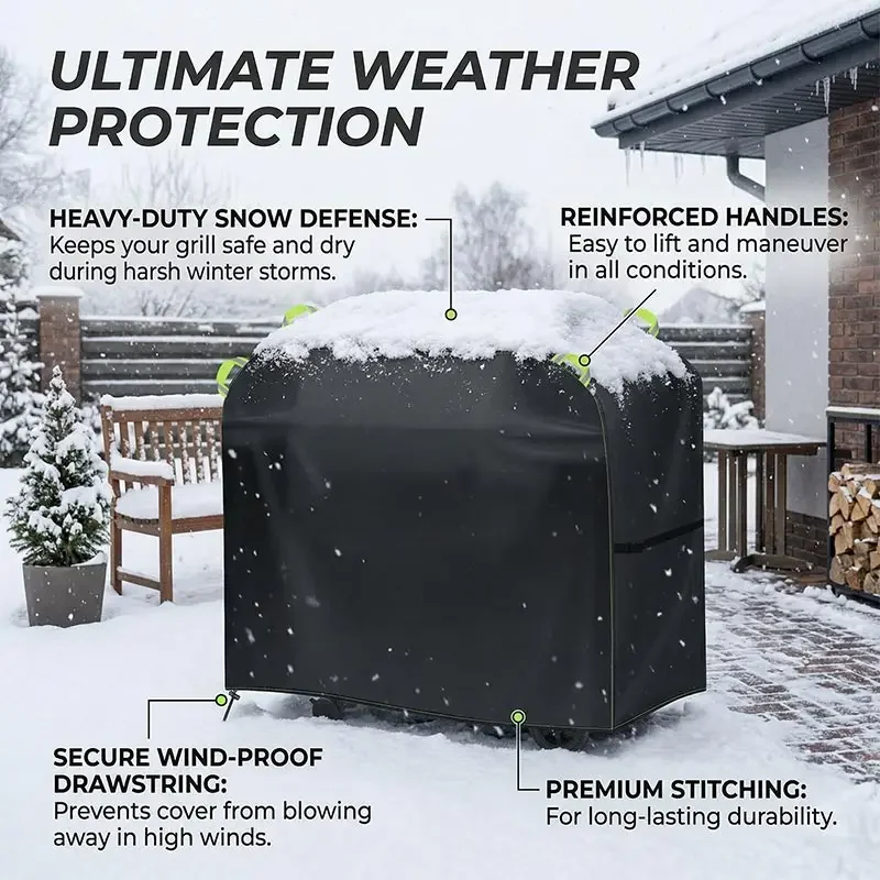 420D BBQ Grill Barbeque Cover Anti-Dust Waterproof Weber Heavy Duty Charbroil BBQ Cover Outdoor Rain Protective Barbecue Cover