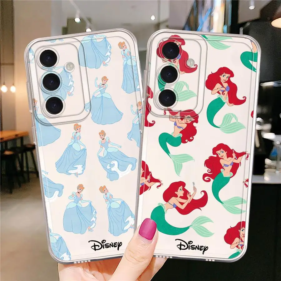 Transparent Case For Samsung Galaxy A54 A52 A14 A53 A12 A13 A50 A23 A71 A34 A51 A33 Silicone Phone Cover Disney Princess Ariel