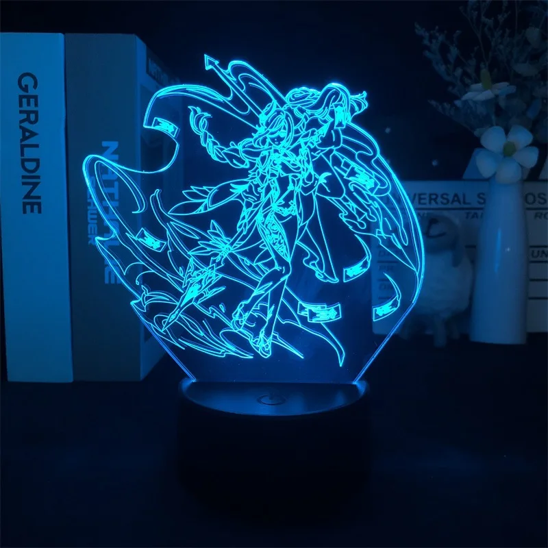 Genshin impact Shen He 3d led lamp for bedroom manga night lights anime action figure Decoration children Kawaii gift