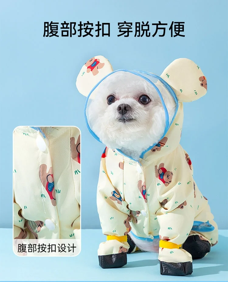 Pet Cape Costume Cartoon Dog Hooded Raincoat Windproof Towable Dog Rain Cloak Adjustable Waterproof Small Dog Clothes Walk - view 5