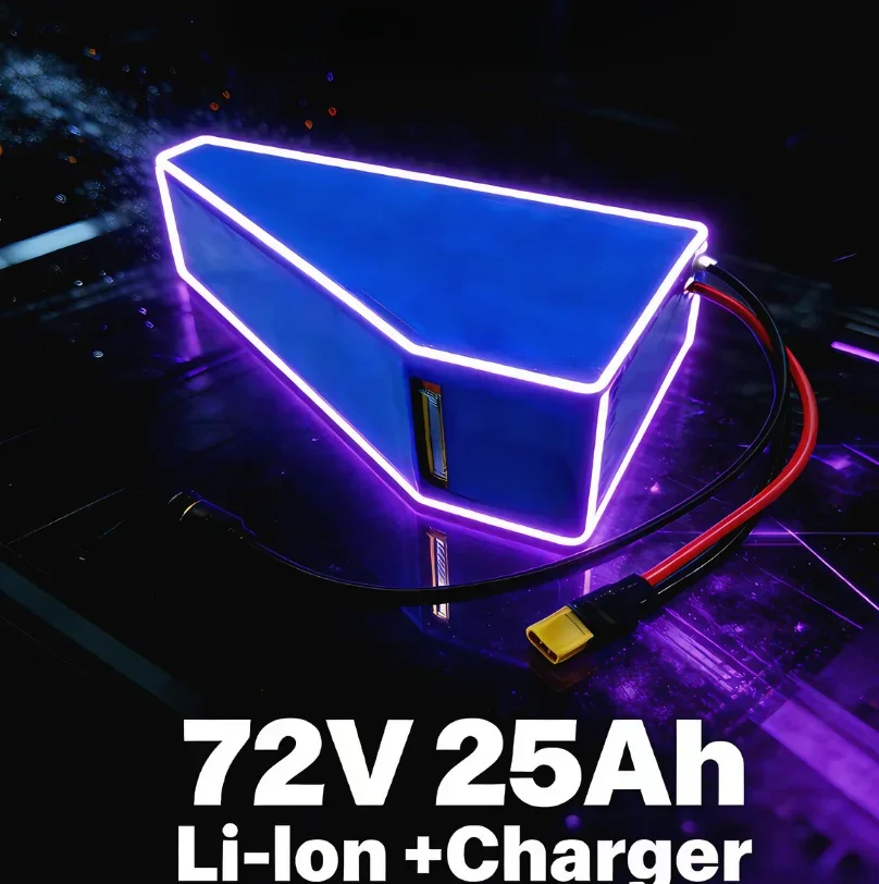 Premium 72V Triangle Li-Ion Battery Pack (20Ah/25Ah Options | 20A/25A Current) Built-in 60A BMS for Max Safety & Stability | Sup