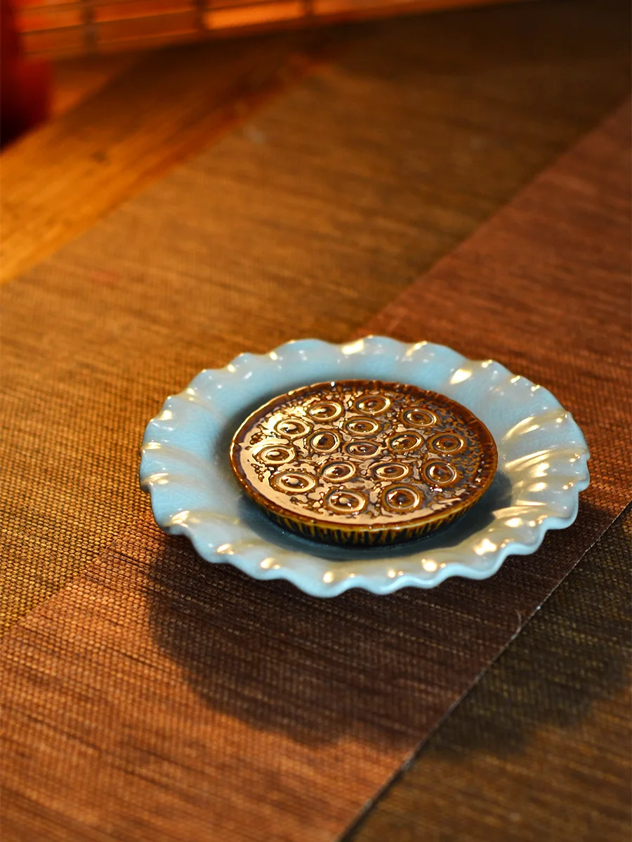 

Small Size Handmade Cerc Tea Tray Water Storage Single Layer Tea Pot Holder Pad Vintage Sle Tea Serving Plate Di
