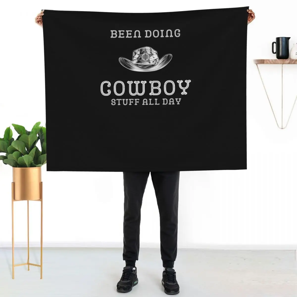 been doing cowboy stuff all day Throw Blanket Breathable Lightweight Blanket for Adults Kids