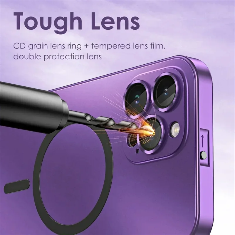 Metal Frame Snap on Phone Case for iPhone 17 13 14 15 16 Pro Max Luxury Aluminum PC Back Panel With Lens Protection Phone Cover