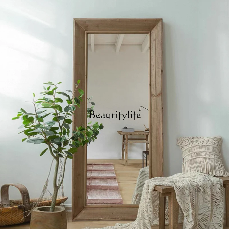 

Log retro full-length mirror household cloakroom full-length mirror medieval against the wall