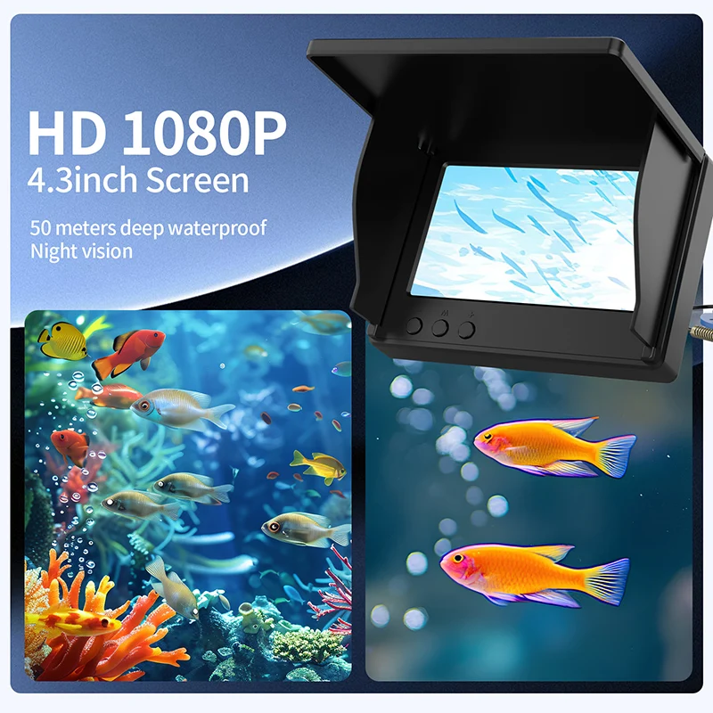 Underwater camera 1080p 4.3 inch lcd Endoscope camera Waterproof 6 Hours Endurance Night Vision 15/30m For ICE/Sea