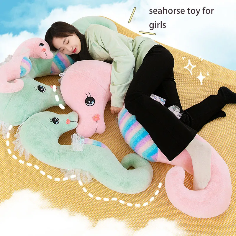 New colorful seahorse plush toy long nap pillow office cushion seahorse toy for girls