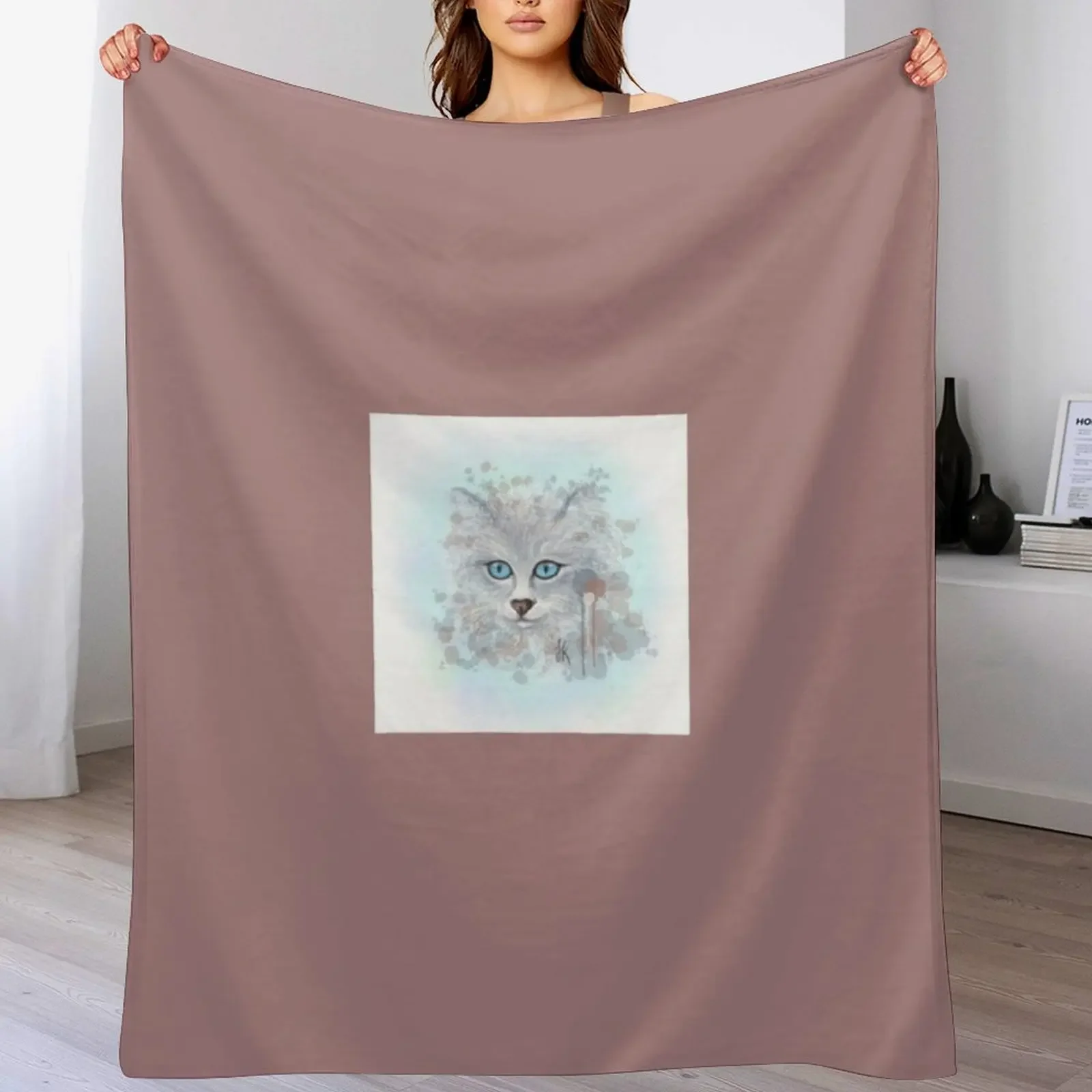 

Cat portrait HG Rose Throw Blanket Vintage Decorative Sofas Blankets