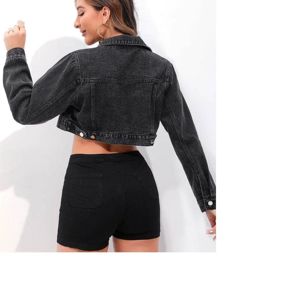 Women's Fashion Lapel Short Denim Coat Spring Summer New Casual Loose Retro Female Versatile Long Sleeve Denim Jacket Tops 2026