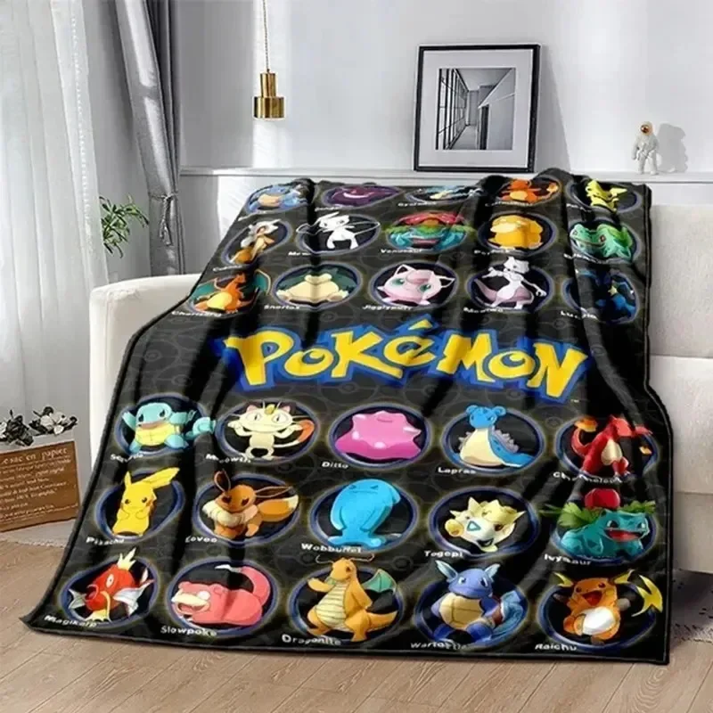 Pokemon Blanket Cute Anime Figure Pikachu Kids Nap Cover Rug Skin-friendly Soft and Non-fluffy High Cartoon Shawls Gift