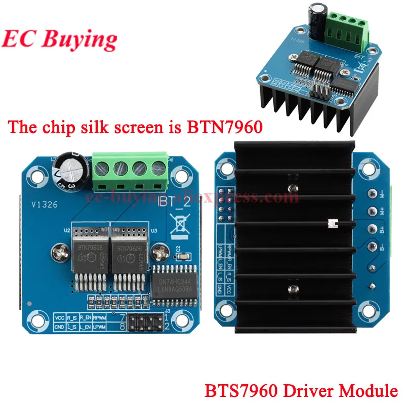 Double BTS7960/BTN7960 43A H-bridge High-power Motor Driver Module/ DIY Smart Car Current Diagnostic DC Board Controller 7V-12V