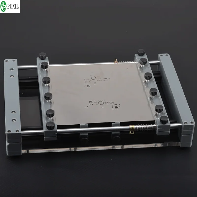 Mini manual solder paste template printer, portable PCB template printing station, handheld screen printing machine 250x250mm