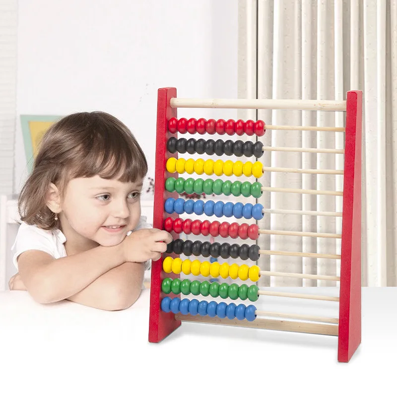 

Montessori Wooden Abacus Math Toy for Kids Educational Counting Frame Children Calculator Stand for Preschool Learning Thinking