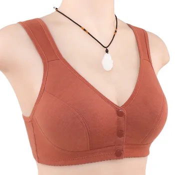 새로운 전면 폐쇄 브래지어 여성 플러스 사이즈 푸시 업 Bralette 속옷 중년 및 노인 브래지어 전체 면화 무선 이너웨어 
