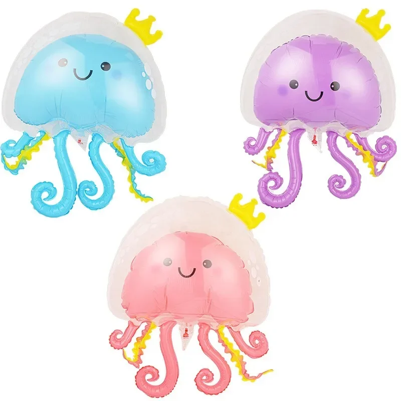 Cartoon Jellyfish Balloon Ocean Animals Balloons Children Under The Sea Birthday Party Happy Girl Mermaid Party Jellyfish Balons