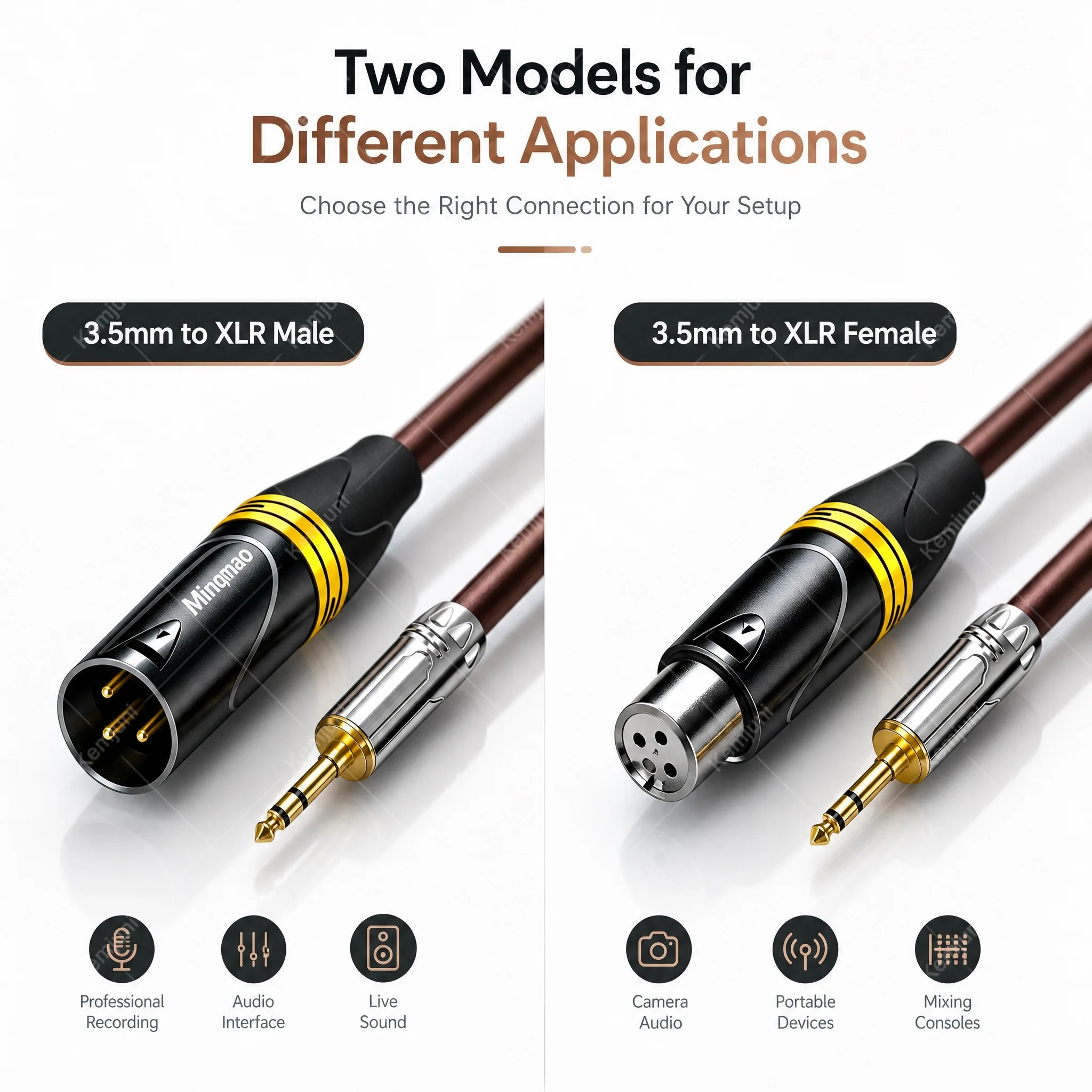 AUX 3.5mm To XLR Male Audio Cable 3Pin XLR Male Cable XLR To 1/8 '' Mini Jack 3.5mm Unbalanced Converter Cord for Speaker