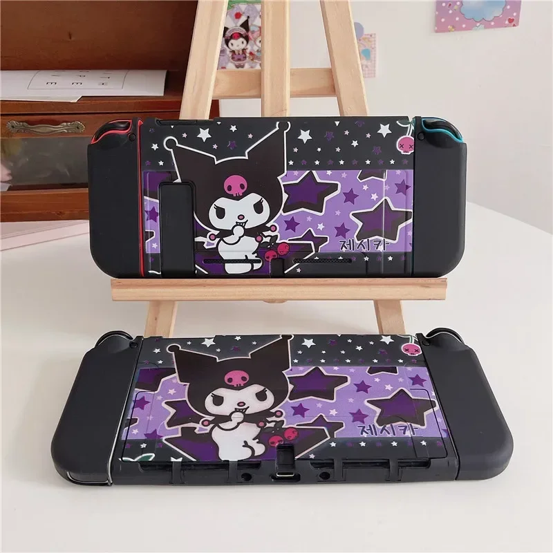 Nueva cubierta protectora de estación de carga Sanrio Kuromi para Nintendo Switch Oled NS consola Protector de cristal piel