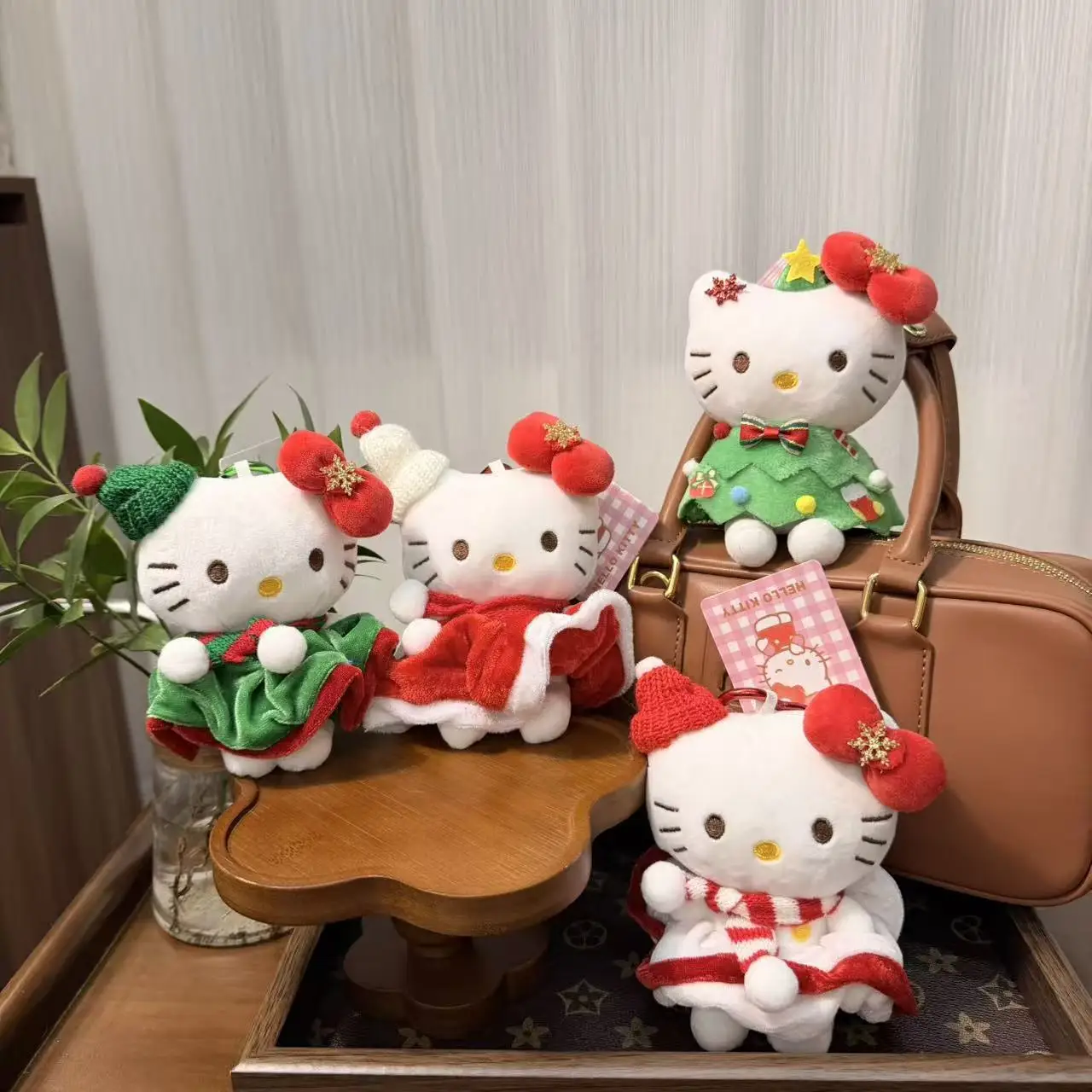 

15 см для Hello Kitty Рождественская плюшевая кукла-брелок, игрушка, рюкзак, подвеска, вешалка, брелок, фигурка куклы, подарок для девочек и женщин