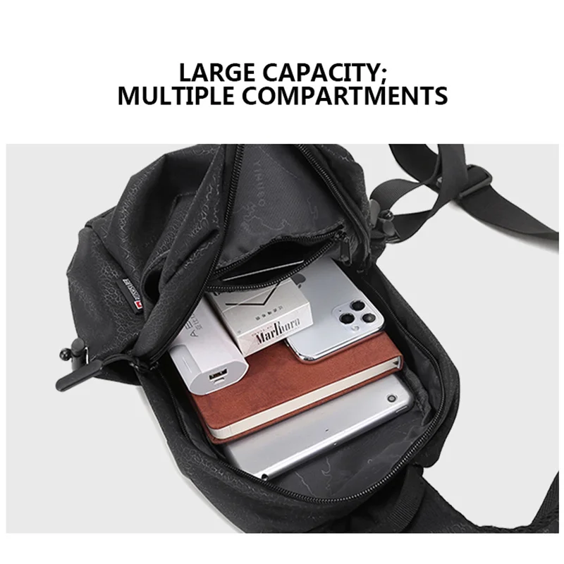 Saco de peito impermeável para homens, carregamento USB, 9.7 ", iPad, Crossbody, masculino, mensageiro, meninos, alta qualidade, Sling, moda, novo