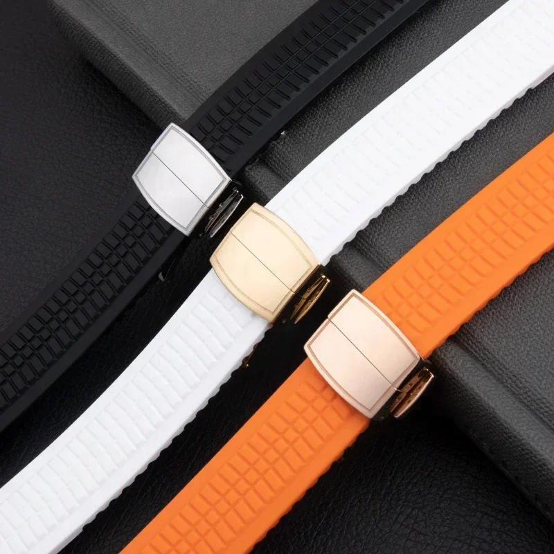 21mm Soft Liquid Rubber Watchband For Patek strap Aquanaut Philippe Series 5164a 5167a Watch band Belt  Metal Pin Connection
