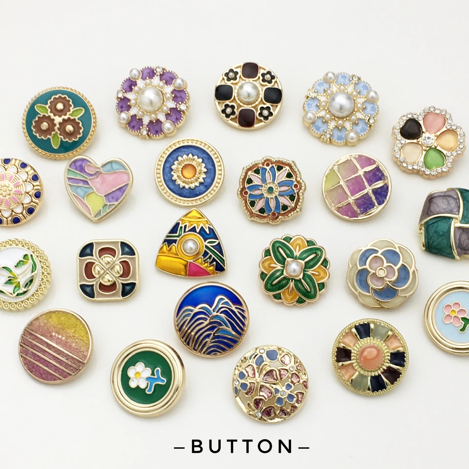 Button Hole Cutter - 10pcs Vintage Enamel Metal Button, Chinese