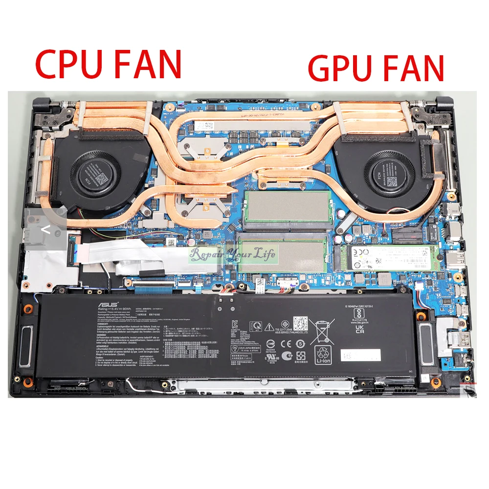 Imagem -06 - Ventiladores de Refrigeração para Asus Tuf Gaming Cpu Gpu Refrigerador Radiador A15 Fa507 Fa707 Fx507 Fa507rc Fa507re Novo 5v 13nr08y0t01011