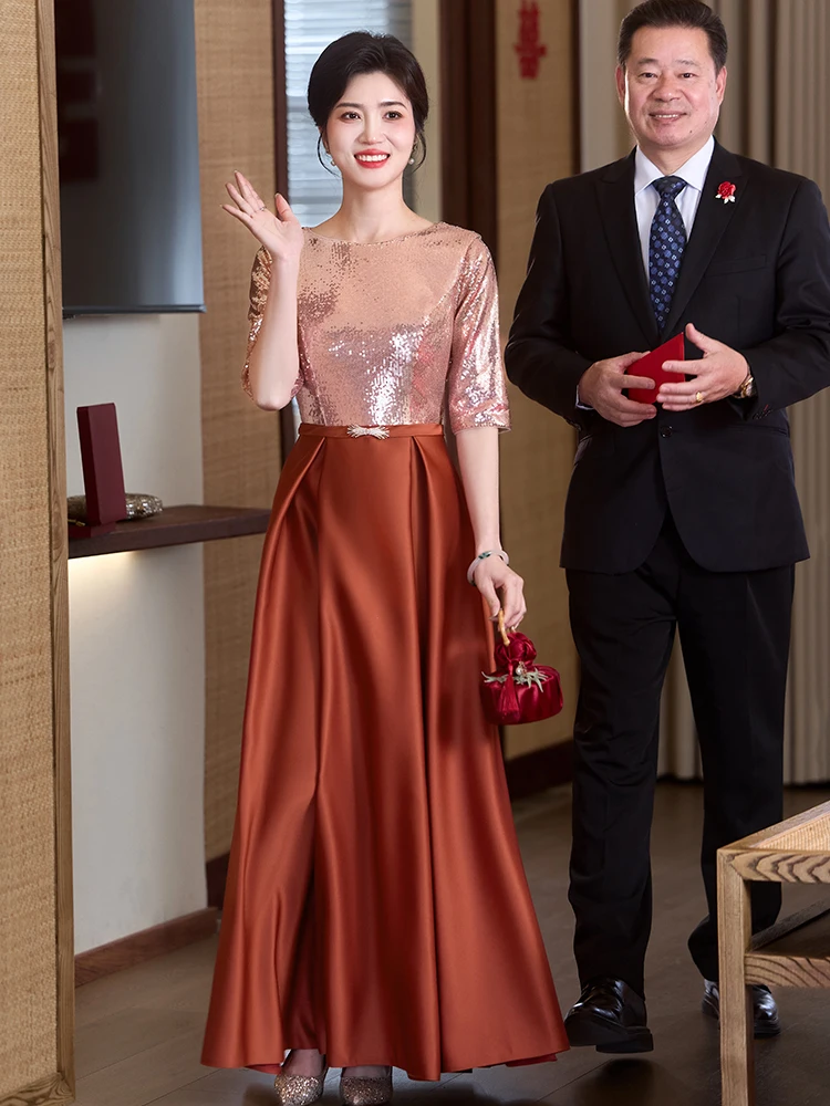 

Ele Wedding Dr Evening Gown for Mother of the Bride Faionable Luxury High-End Sensation Korean Sle Beaded Mid-Wais...