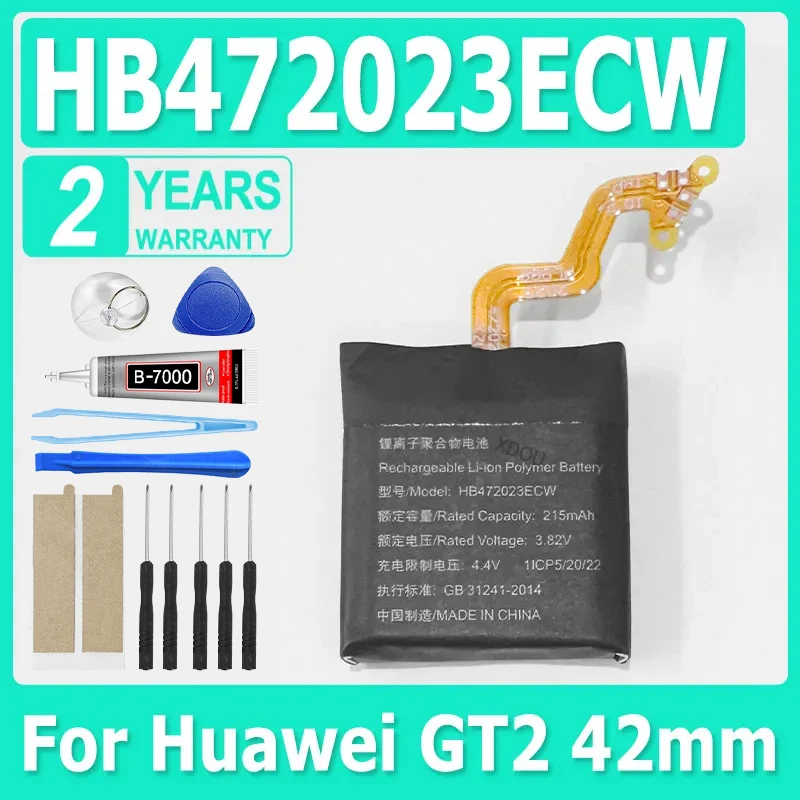 

HB472023ECW Battery 215mAh Batteries For huawei GT2 smartwatch GT 2 42MM Battery New Battery + Tools