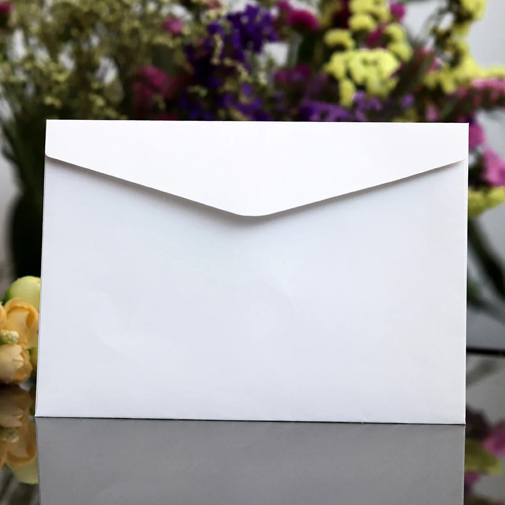 Mini Envelope em branco com cartão de nome, Office File Cash Storage Bag, Magazine Letter Paper, Design clássico, branco, 100 pcs