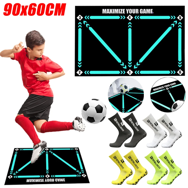 

Football Training Mat Non Slip Football Mat Kid Adults Dribble Training Mat Soccer Football Training Footstep for Indoor Ourdoor