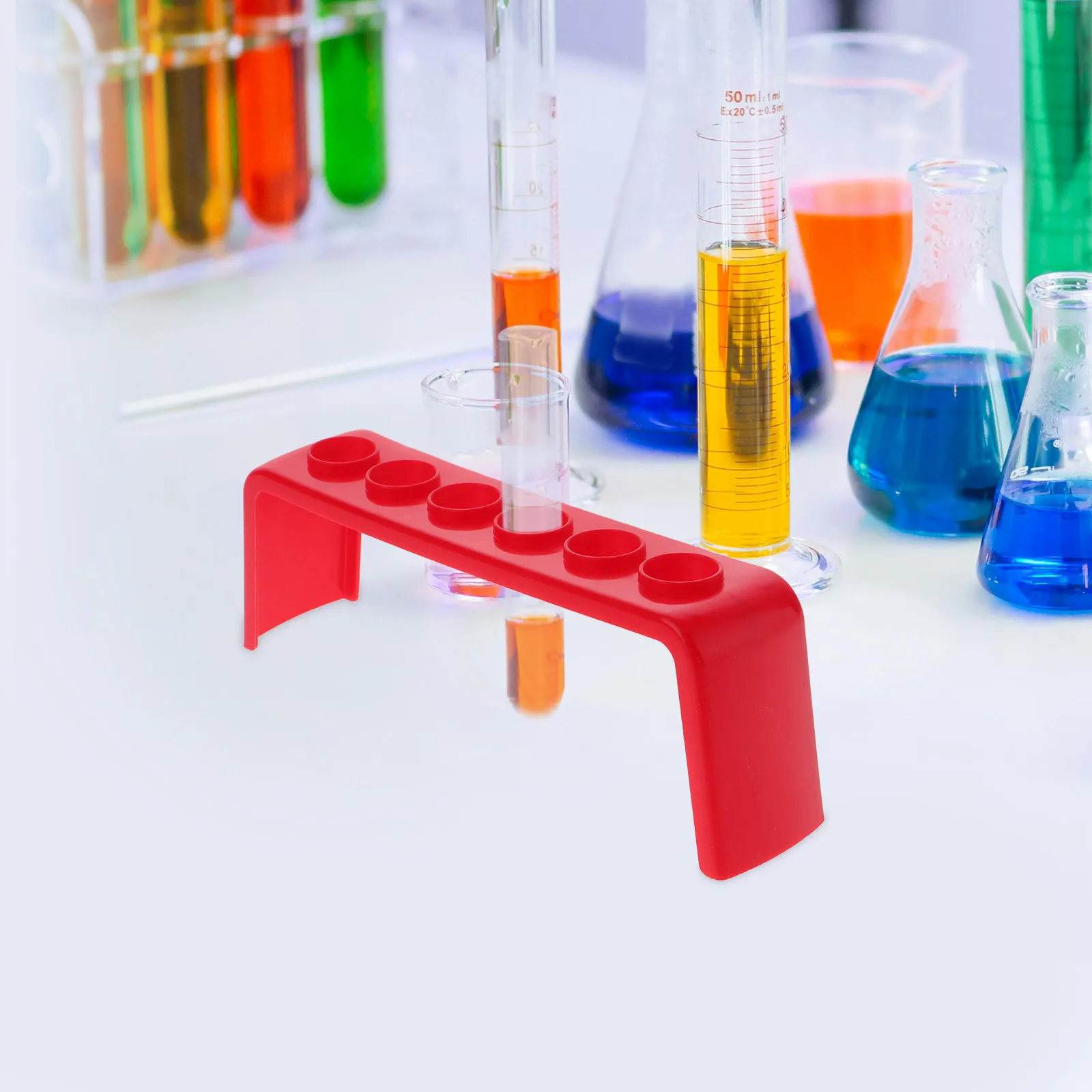 

4 Pcs Test Tube Holder Rack Red Six Holes Chemistry Lab Teaching Aids Equipment Test Tube Stand Storage Organizer