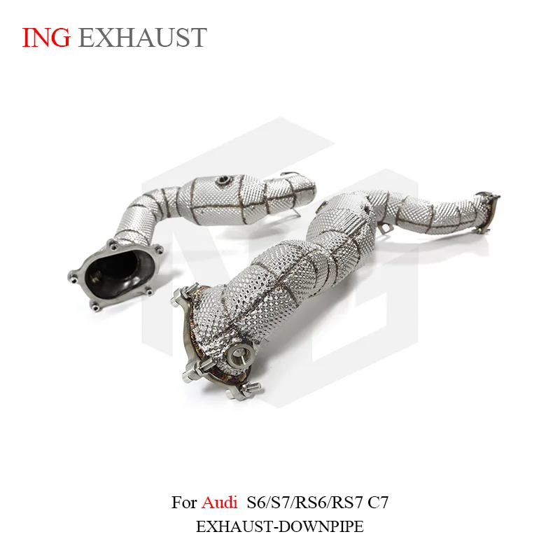 

for Audi S6 S7 RS6 RS7 Exhaust C7 Downpipe SS304 with Heat shield High Flow performance ING