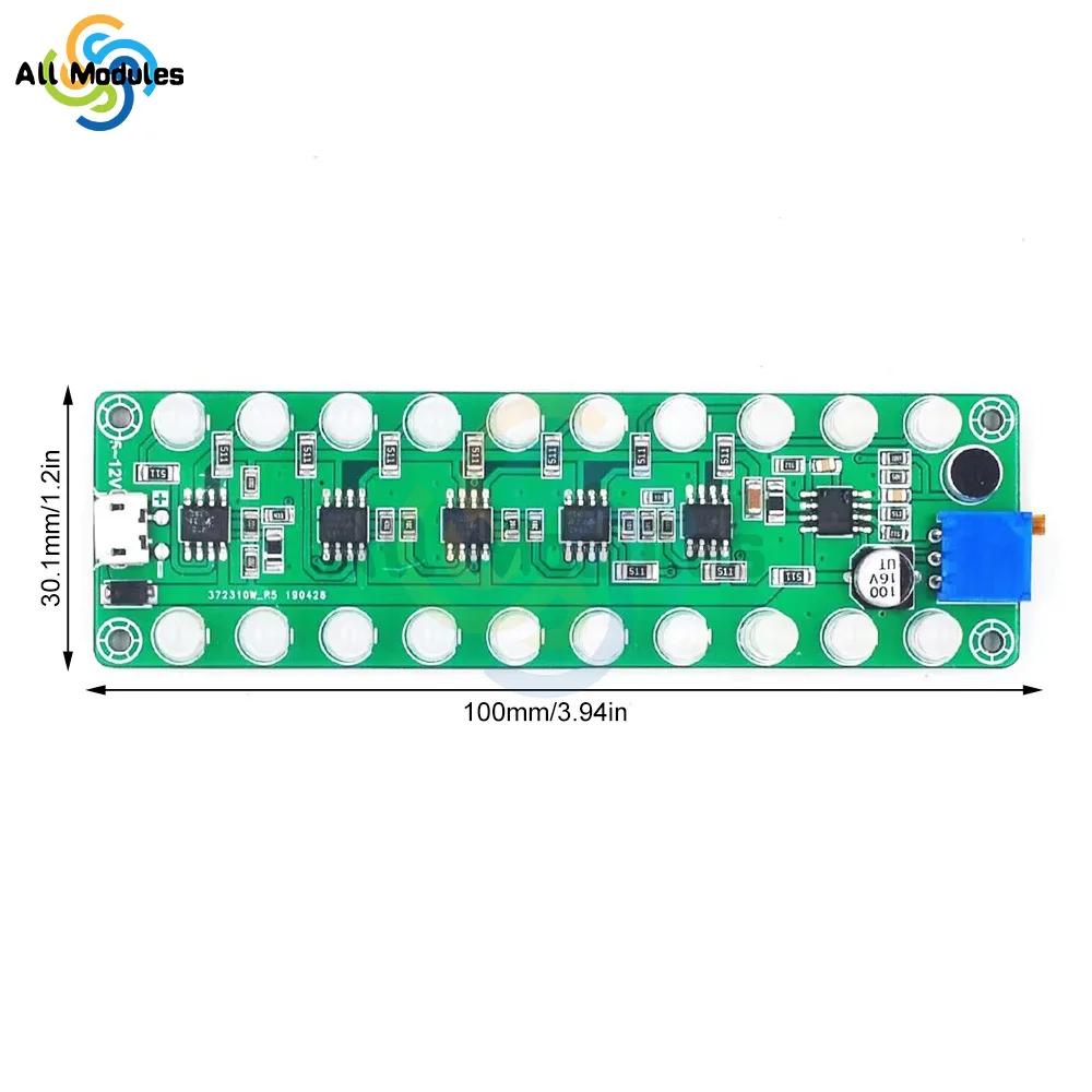 DC 5V-12V DIY Kit Audio Spectrum Indicator RGB LED Flashing LED Flashing Display Module DIY Hand Soldering